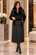 Black Coat with Fox Fur Collar
