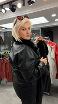 2-in-1 Genuine Leather Jacket and Vest with Natural Fox Fur Collar