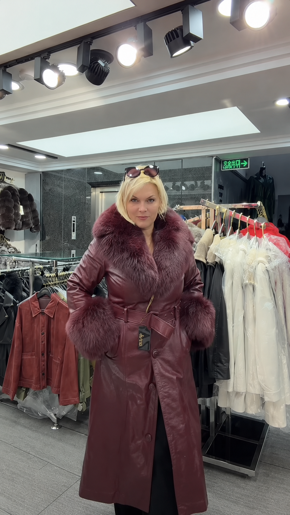 Leather Coat with Arctic Fox Fur – Order Only