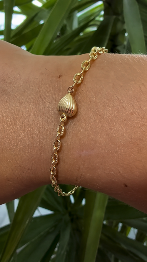 14K Gold Bracelet with Textured Detail