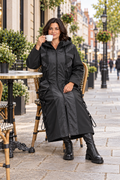 ELA BLACK HOODED LONG COAT