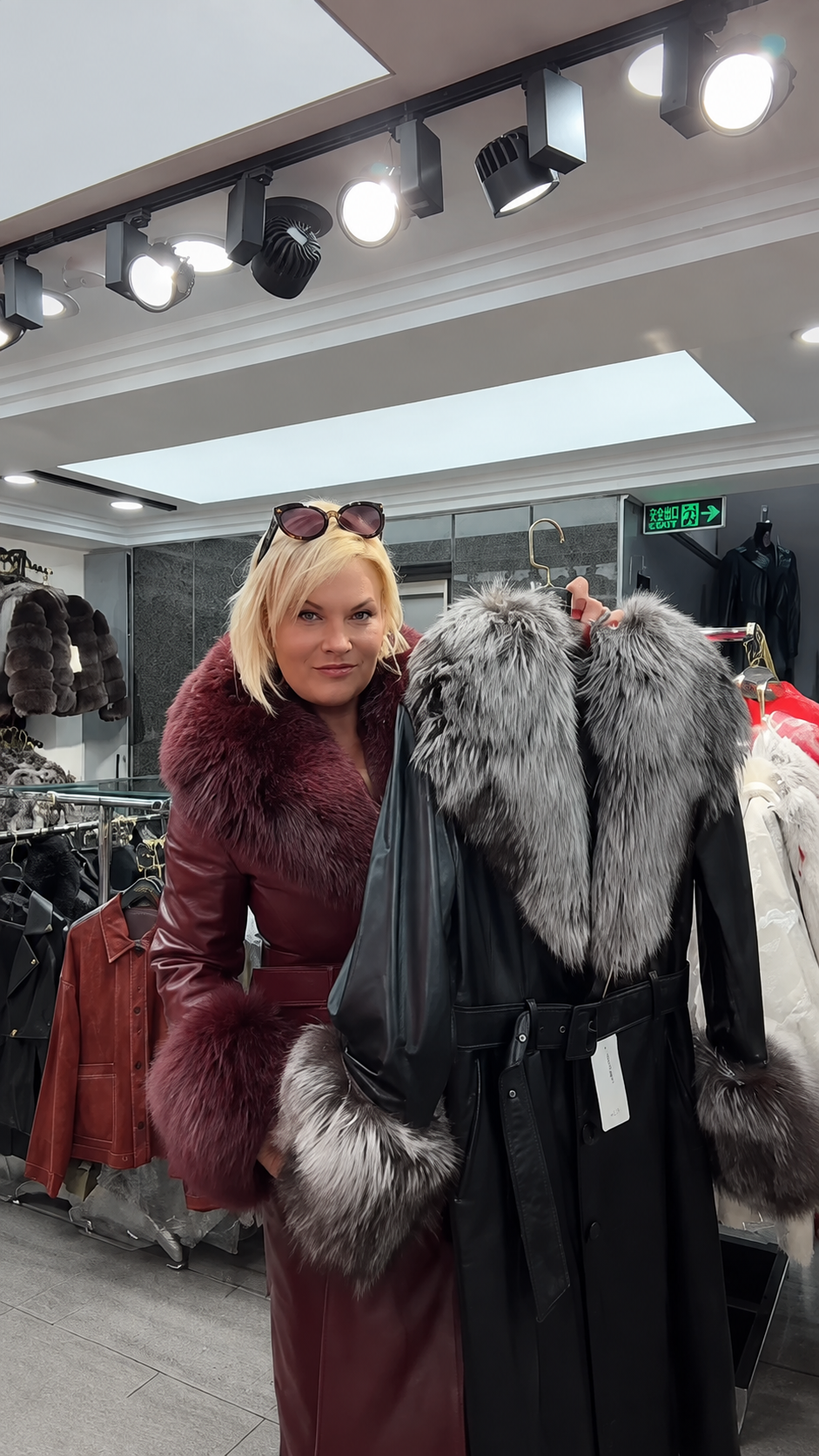 Leather Coat with Arctic Fox Fur – Order Only