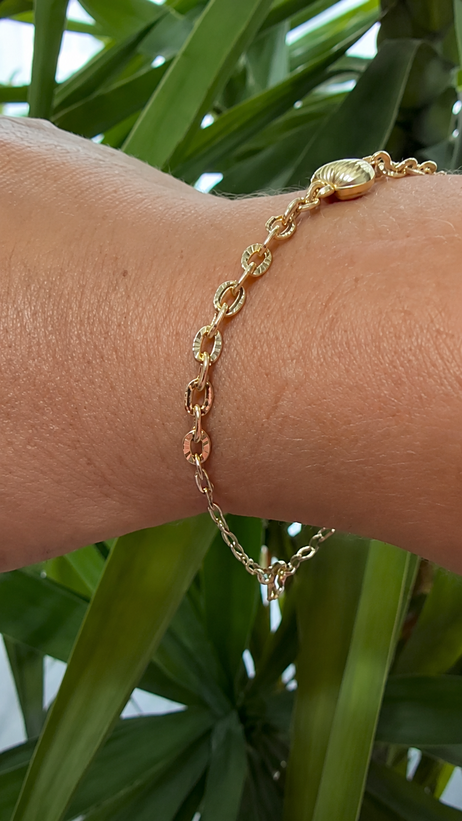 14K Gold Bracelet with Textured Detail