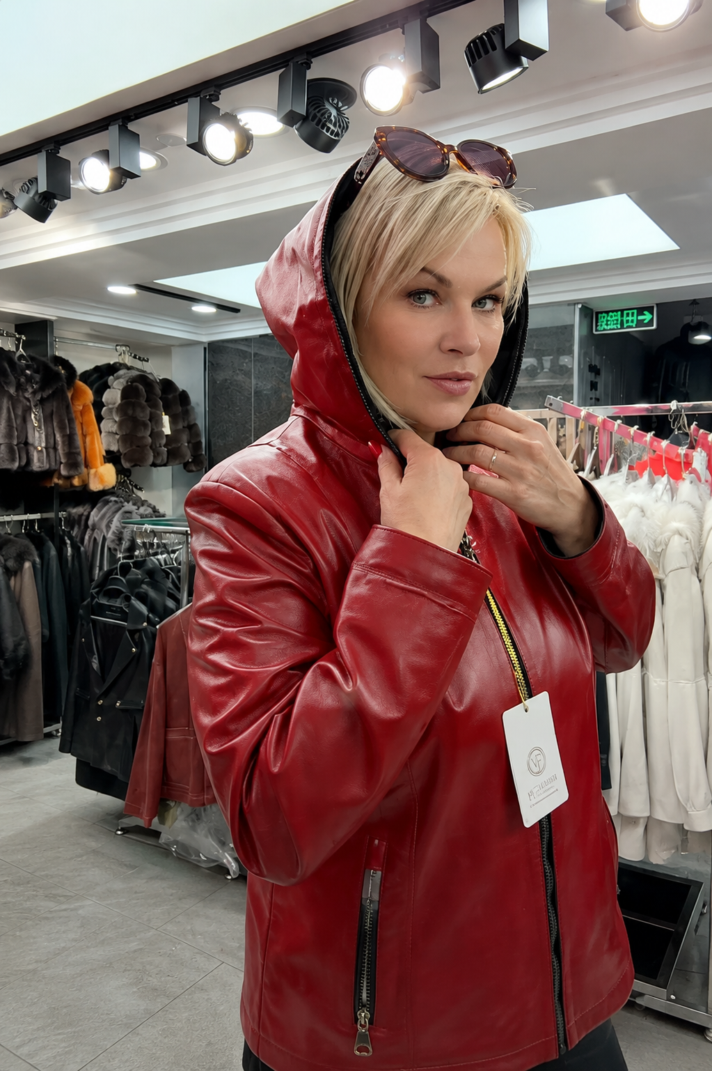 Genuine Leather Hooded Jacket
