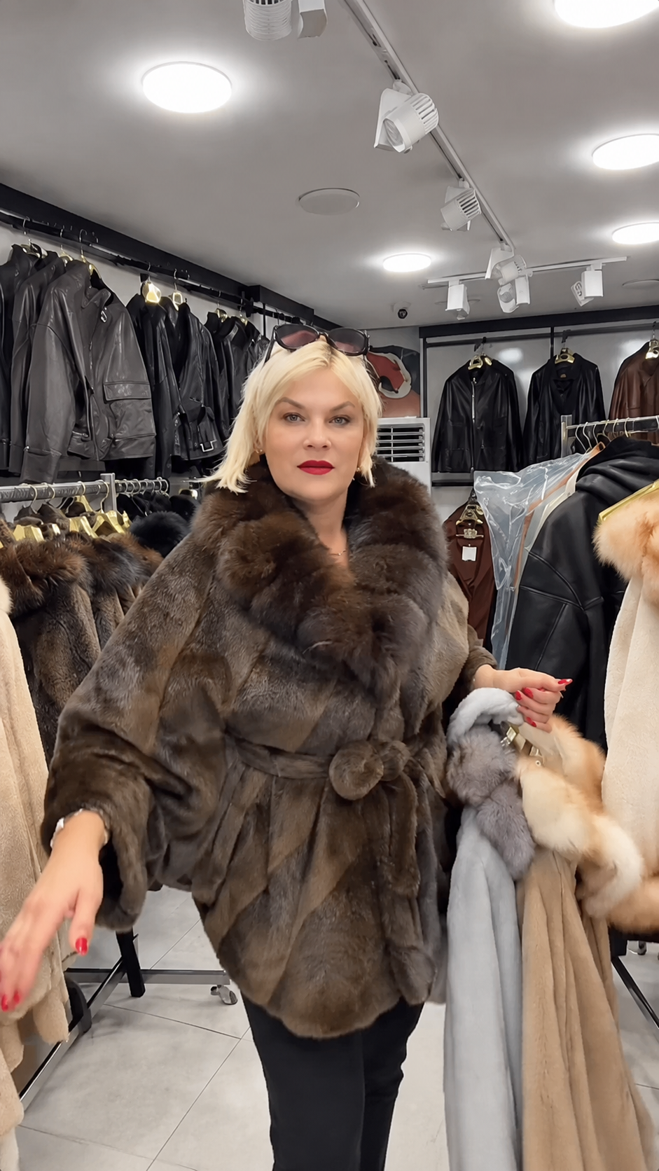 Premium Alcantara Poncho with Faux Fox-Fur Collar – Order Only