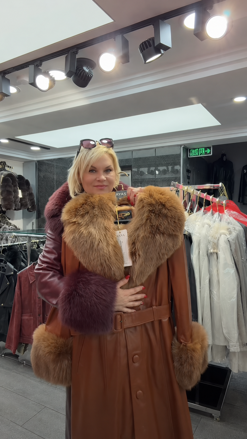 Leather Coat with Arctic Fox Fur – Order Only