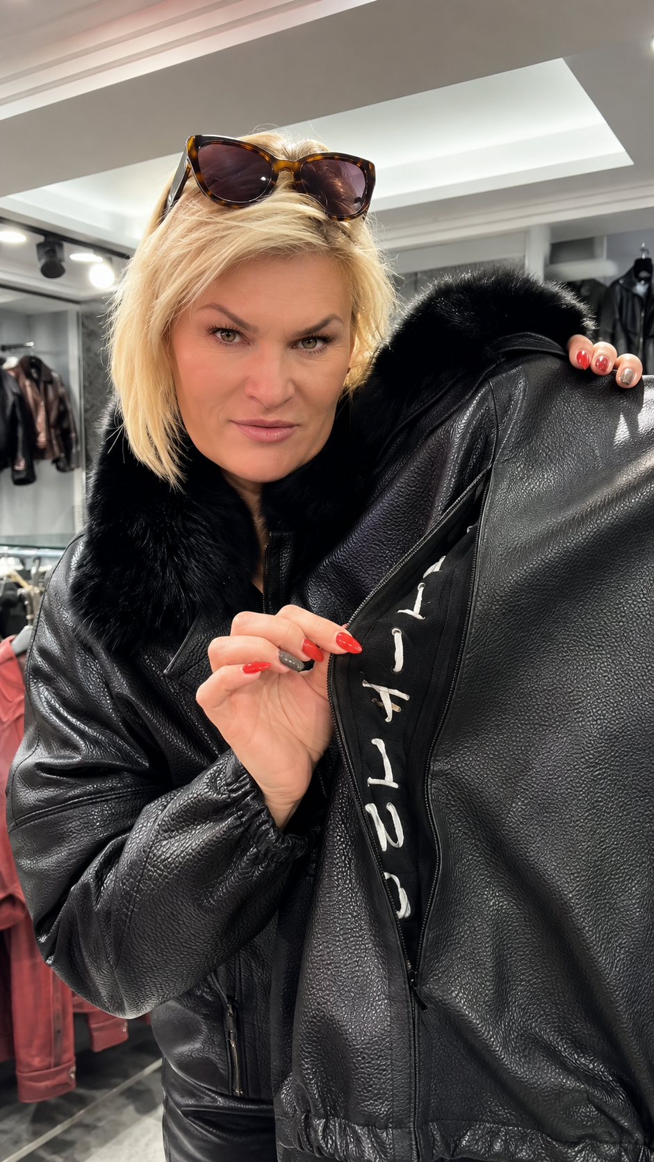 2-in-1 Genuine Leather Jacket and Vest with Natural Fox Fur Collar