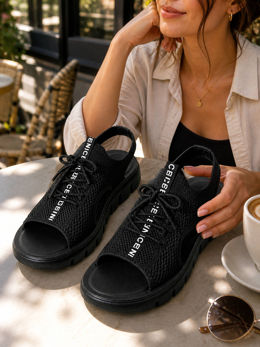 Lightweight Breathable Comfort Sandals – Black