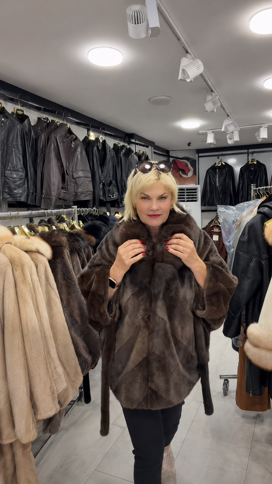 Premium Alcantara Poncho with Faux Fox-Fur Collar – Order Only