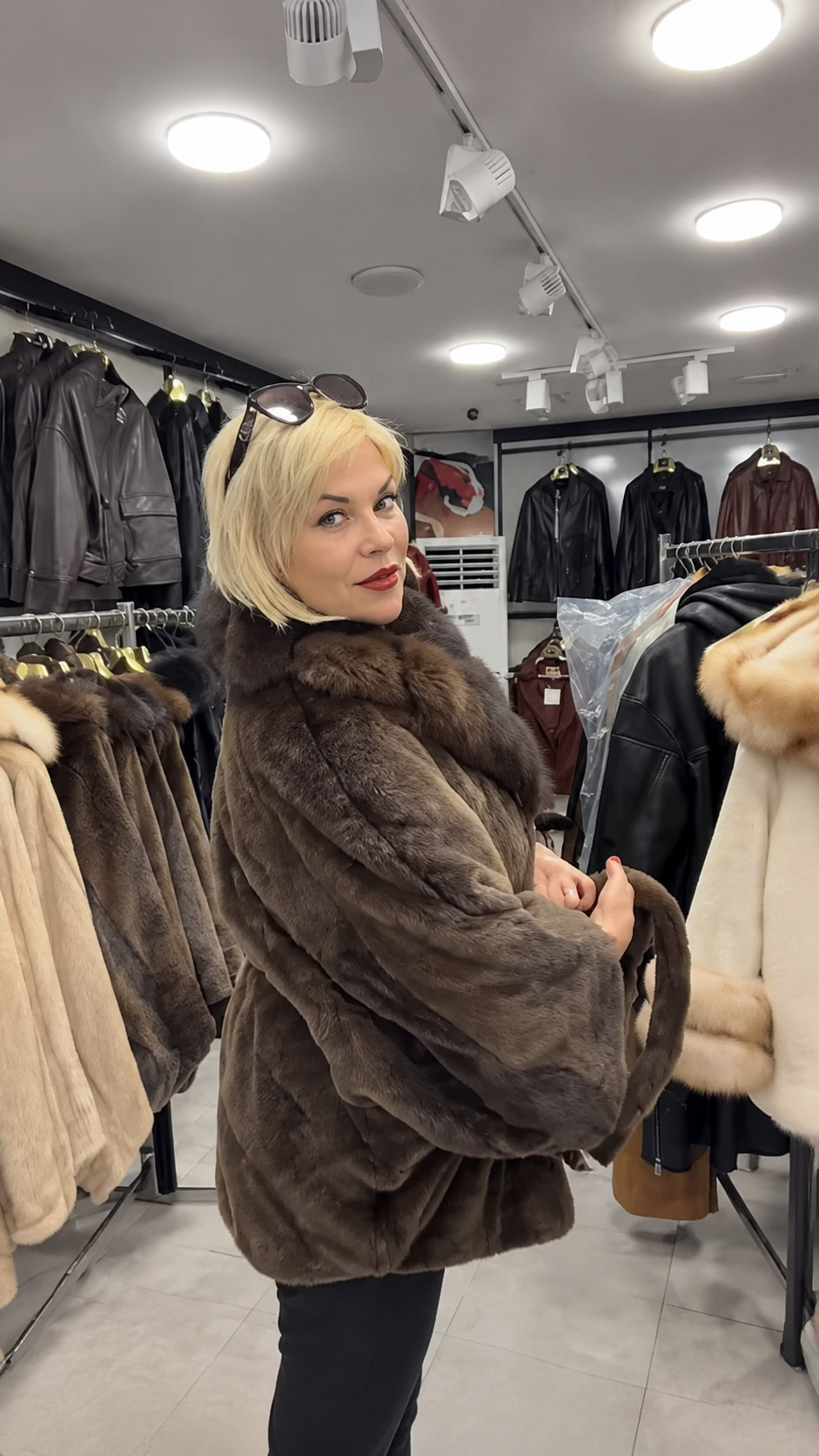 Premium Alcantara Poncho with Faux Fox-Fur Collar – Order Only